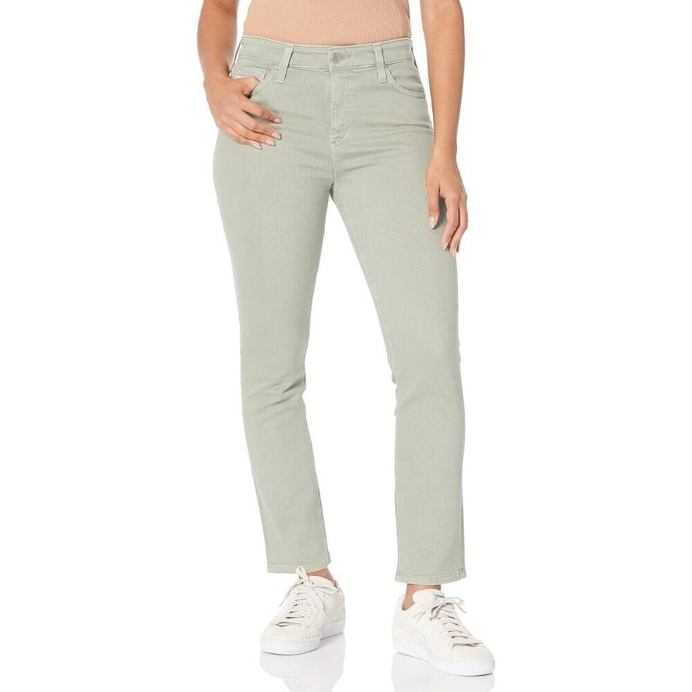 AG Adriano Goldschmied Women's 28 Green Mari High Rise Slim Straight Crop Pants